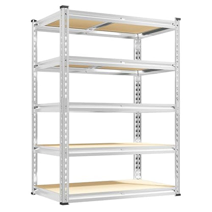 72.05" H Galvanized Garage Shelving for Basement Pantry Closet Shed (35.45" W x 17.72" D x 72.05" H / Sliver)