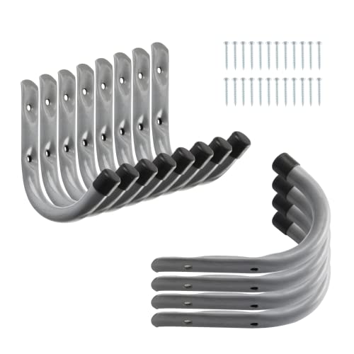 Garage Hooks 4 Inch Heavy Duty Steel J Hooks for Wall (12 Pack / Gray)