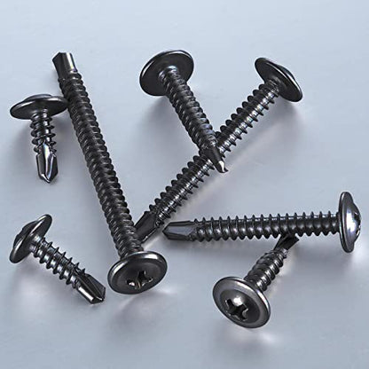200 pcs) Wensilon #10×1-1/4” for Sheet Metal Self-Tapping Screws 410 Black Stainless Steel Truss Head High-Strength Quick Tapping (#10X1-1/4" / Black)