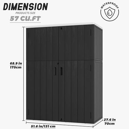 Vertical Outdoor Storage Cabinets (Black-57Cu.ft)