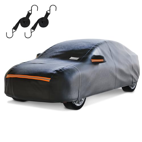 Heavy Duty Sedan Car Cover Waterproof All Weather for Automobiles (Black / Fit Sedan-Length (Up To 169"))