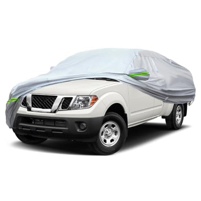 6 Layers Premium Truck Car Cover Waterproof All Weather Weatherproof UV Sun Protection Snow Dust Storm Resistant Outdoor Exterior Custom Form (Silver Car Cover / K12 - TRUCK -（Fits size 180"-206"）)