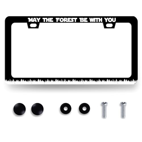 Stainless Steel May the Forest Be with You License Plate Frame 12.3 x 6.3In (May the Forest be With You-02)
