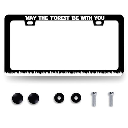 Stainless Steel May the Forest Be with You License Plate Frame 12.3 x 6.3In (May the Forest be With You-02)
