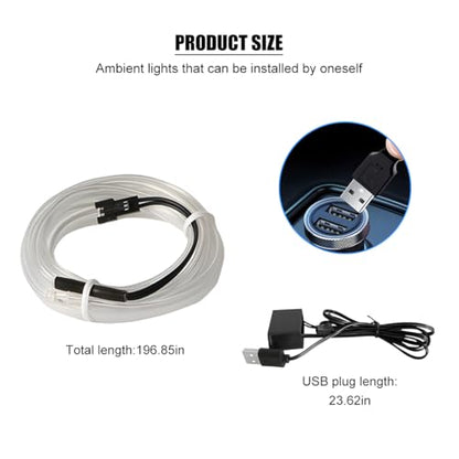 EL Wire Car LED Strip Lights (Ice Blue / 16.5FT)