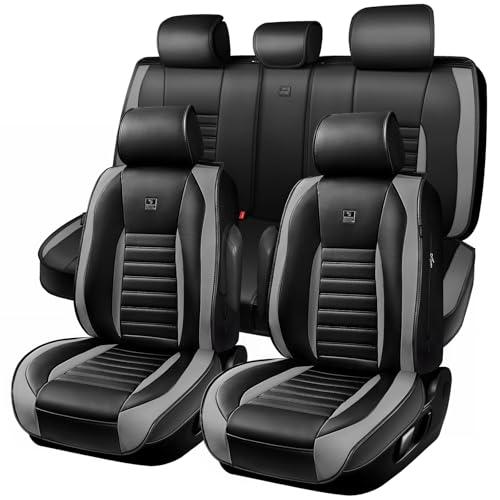 Nappa Leather Car Seat Covers Full Set (Black gray / Full Set)