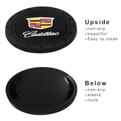 Car Cup Holder Coaster for Cadillac Series Recessed Silicone Cupholder Coaster Interior Accessories 2.75in 2Pieces Black (Black-a12)