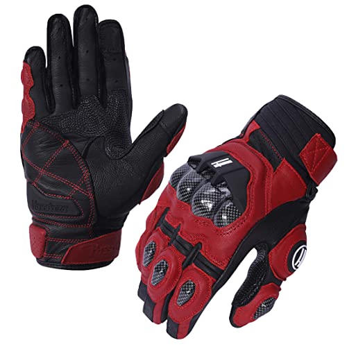 Mens Leather Motorbike Gloves KM046 Oxblood (Medium / Oxblood/Black)
