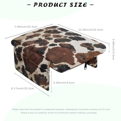 Brown Black Cow Print Car Center Console Pad Soft Armrest Cover Protector with Pockets Storage Bag Scratch Resistant Arm Rest Covering Middle Console Pad Auto Decoration (Brown Black Cow Print)