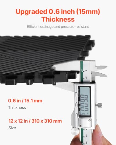 Interlocking Drainage Mat (Black / 12 x 12 inch)