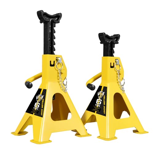 Jack Stands 6 Ton with Double Locking and Large Foot Base for Lifting SUVS (yellow / 6 ton double locking and upgraded base)