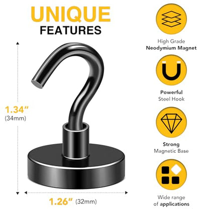 Magnetic Hooks 20pcs 120lbs Cruise Essentials 2026 Magnet Hook Black (Black / 1.26in)