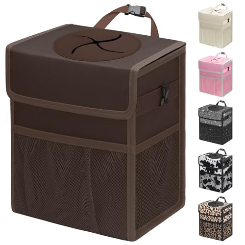 Car Trash Can with Lid (3 Gallons / Brown)