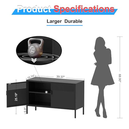 2 Door Storage Sideboard (Black / 25''H)