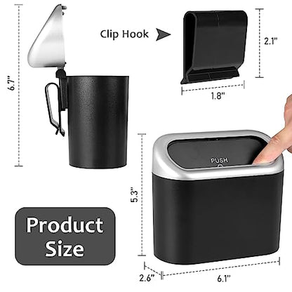 Car Trash Can with Lid (Black/Silver Lid, Black/Silver Lid)
