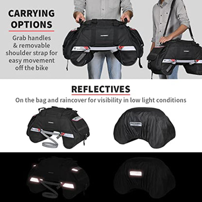 Claw Mini 48L Waterproof Motorcycle Tail Bag Black (Black)