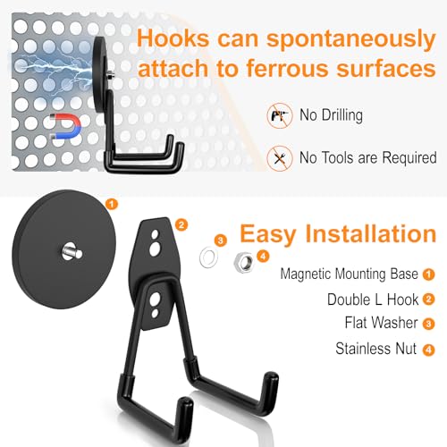 Strong Magnetic Hooks Heavy Duty (Black Hooks)