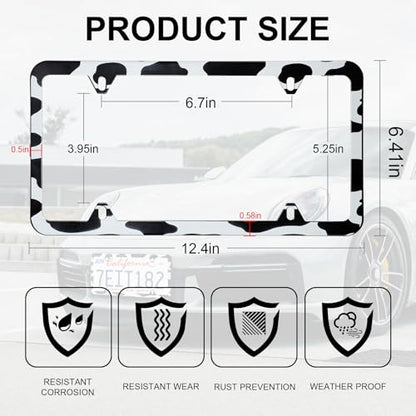 4 Holes Stainless Steel License Plate Frames (Cow Spot)