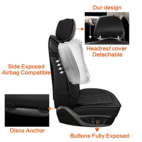 Leather Car Seat Covers Front Pair (BLACK LINE / FRONT SET)