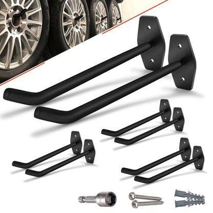 8 Pack 10 Inch Heavy Duty Garage Hooks (8 Pack – Black / 10" (250mm))