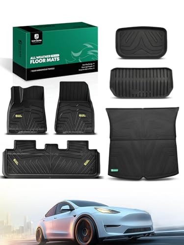 Automotive Floor Mats for Tesla Model Y 2020 (Black / 6-Piece Set)