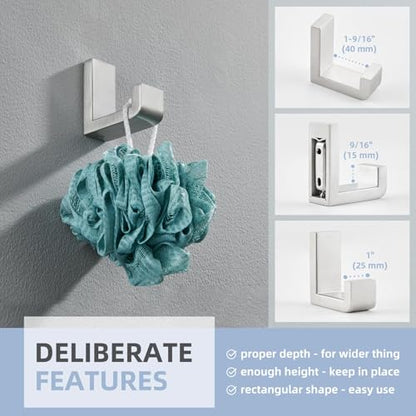 Towel Hook for Bathroom (1 Pack / Brushed Nickel)
