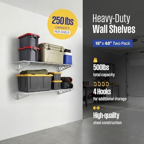 Steel Garage Wall Shelves 2 (18"x48" (2-Pack) / White)