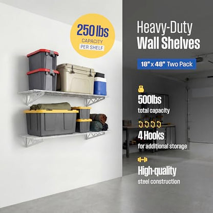 Steel Garage Wall Shelves 2 (18"x48" (2-Pack) / White)