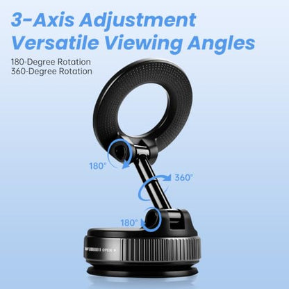 2026 Upgraded Vacuum Magnetic Car Phone Holder Mount [85 LBS Strongest Suction] 360° Adjustable Magnetic Phone Holder