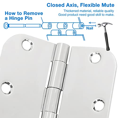Rounded Door Hinges 3.5" X 3 1 (Polished Chrome-Rounded / 30 Pack)
