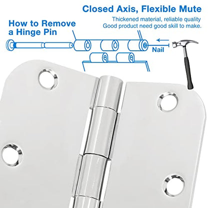 Rounded Door Hinges 3.5" X 3 1 (Polished Chrome-Rounded / 30 Pack)