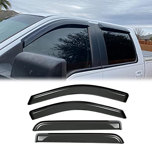 Window Visors Rain Guards for 2004 (04-08 SuperCrew/Crew Cab (Dark Smoke))