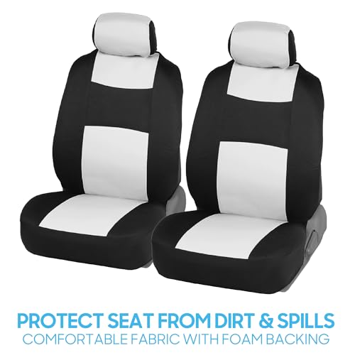 PolyPro Car Seat Covers Full Set in White on Black (White)