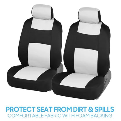 PolyPro Car Seat Covers Full Set in White on Black (White)