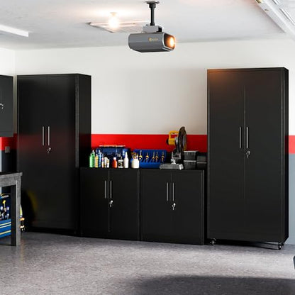 Metal Storage Cabinet for Garage (Black / M - 2 Doors & 3 Shelves (Wheelless))
