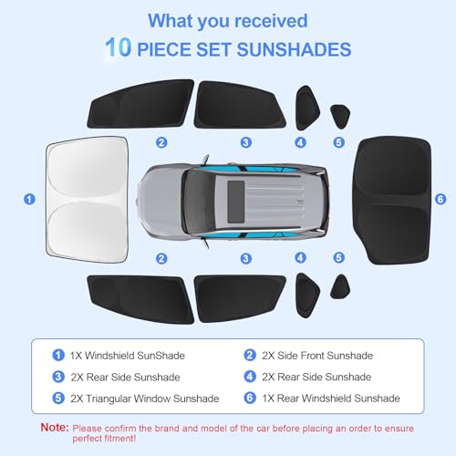 10pcs Car Window Shades for Toyota Prius Hatchback 2010 (For Toyota Prius Hatchback 2010-2015)