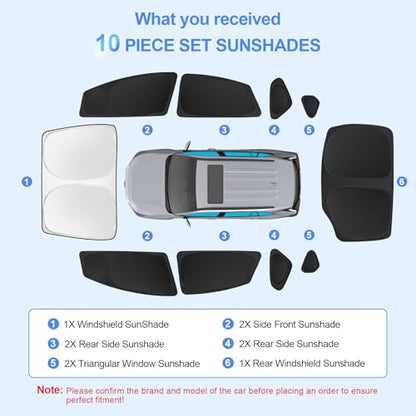 10pcs Car Window Shades for Toyota Prius Hatchback 2010 (For Toyota Prius Hatchback 2010-2015)