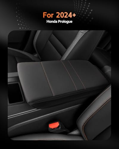 for Honda Prologue 2024 2025 2026 Center Console Cover Armrest Box Cover for Prologue (Honda Prologue Thickened Black Leather)
