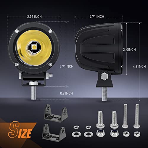 2 PCS 3 Inch Spot Round Motorcycle LED Pods (2Pcs White Lights)