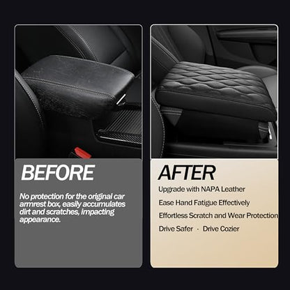 Car Center Console Armrest Cover PU Leather (sizeC 15 x 10 x 1.8 inch(some large suvs))