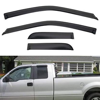 4pcs Window Visors Rain Guards for 15 (for 2015-2024 Ford F150 F250 Extended Cab)