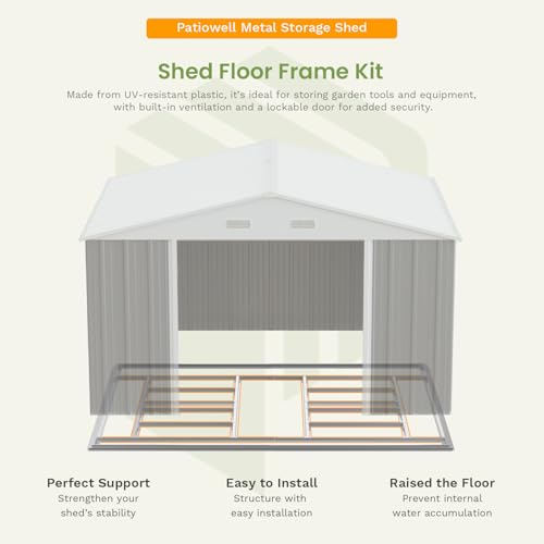 10 x 12 FT Metal Storage Shed for Outdoor with Floor Frame (Gray / 10x12 FT)