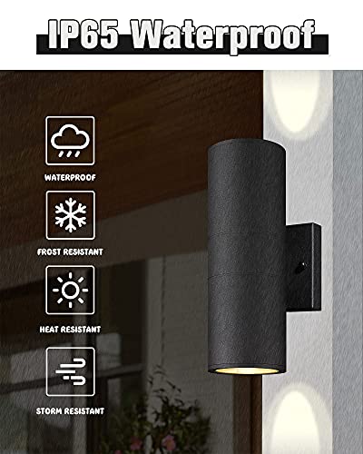 Cylinder Outdoor Wall Sconce Lights (Black 4PK)