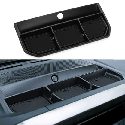 Dashboard Organizer Tray for Ford F150 2021 2022 2023 Center Console Car Dashboard Accessories Phone Holder ABS Insert Secondary Storage Box with 3 Non Slip Rubber Mats (Black)