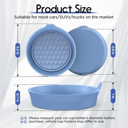 4 Pack Car Cup Coaster Silicone Spill (Gray Blue Solid / 4 Pack)