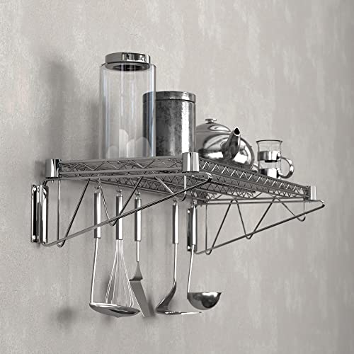 14" x 36" Chrome Wire Wall Mount Shelf (Chrome / 14" x 36")