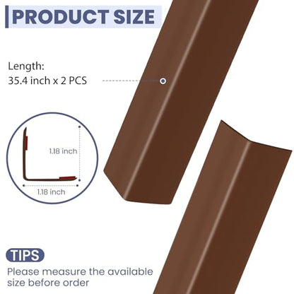 2PCS Wall Corner Protectors Guards (Brown / 35.4" X 1.18")