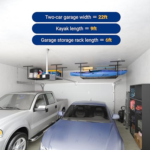 3x6 Overhead Garage Storage Adjustable Ceiling Rack (Black / 3x6 ft)
