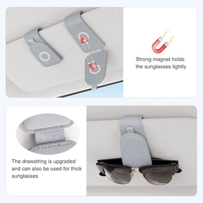 Magnetic Sunglass Holder for Car Visor (Light Gray)