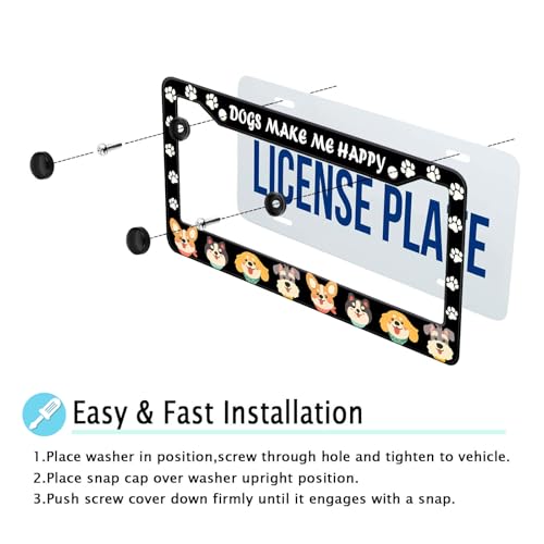 Dogs License Plate Frame (Dogs and paws)